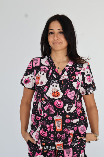 Caffeine and Chaos Scrub Top