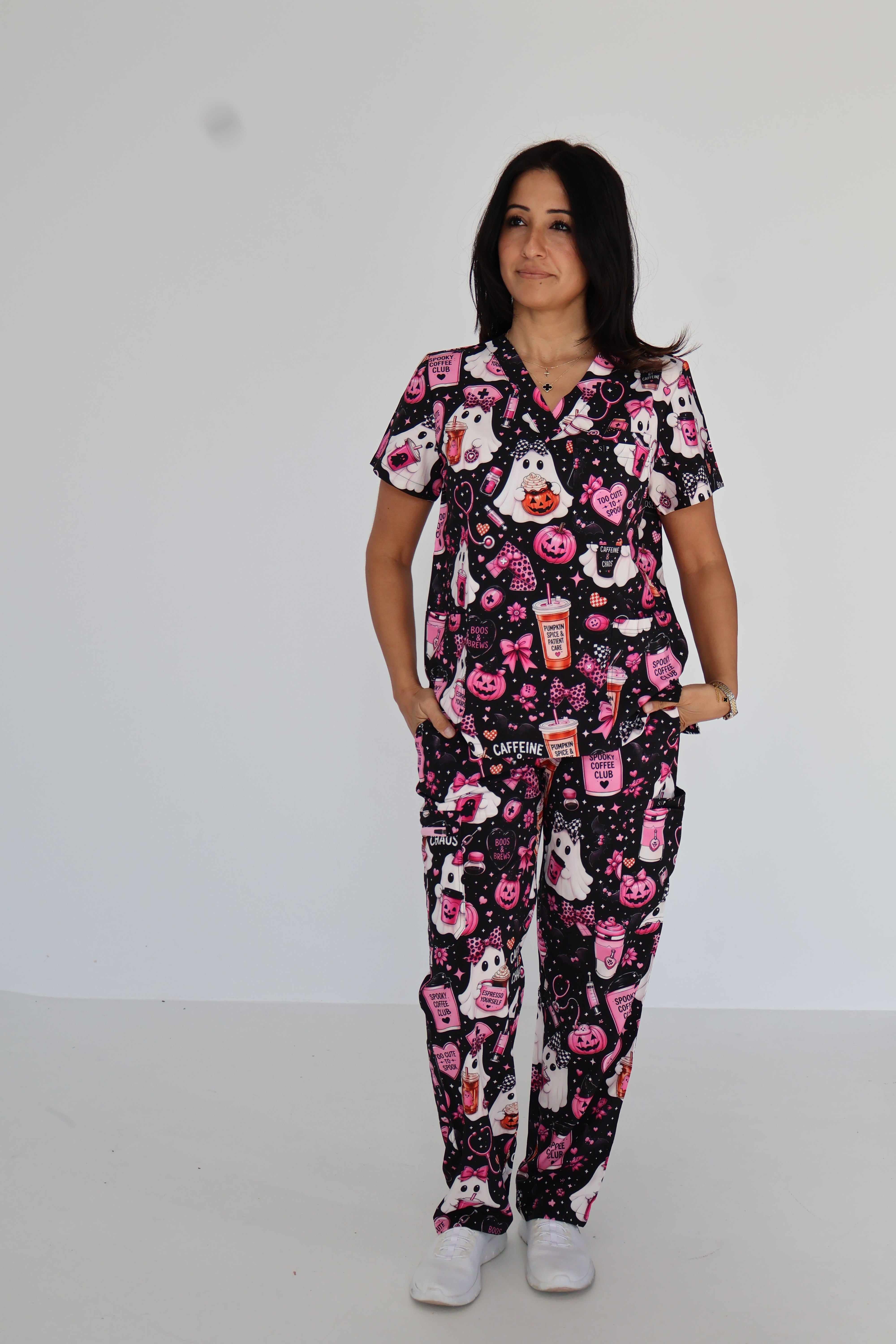 Caffeine and Chaos Scrub Top