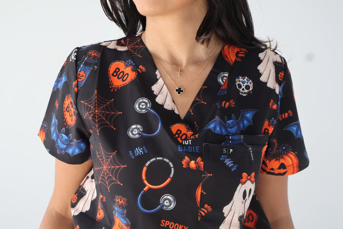 Spooky But Stable Scrub Top