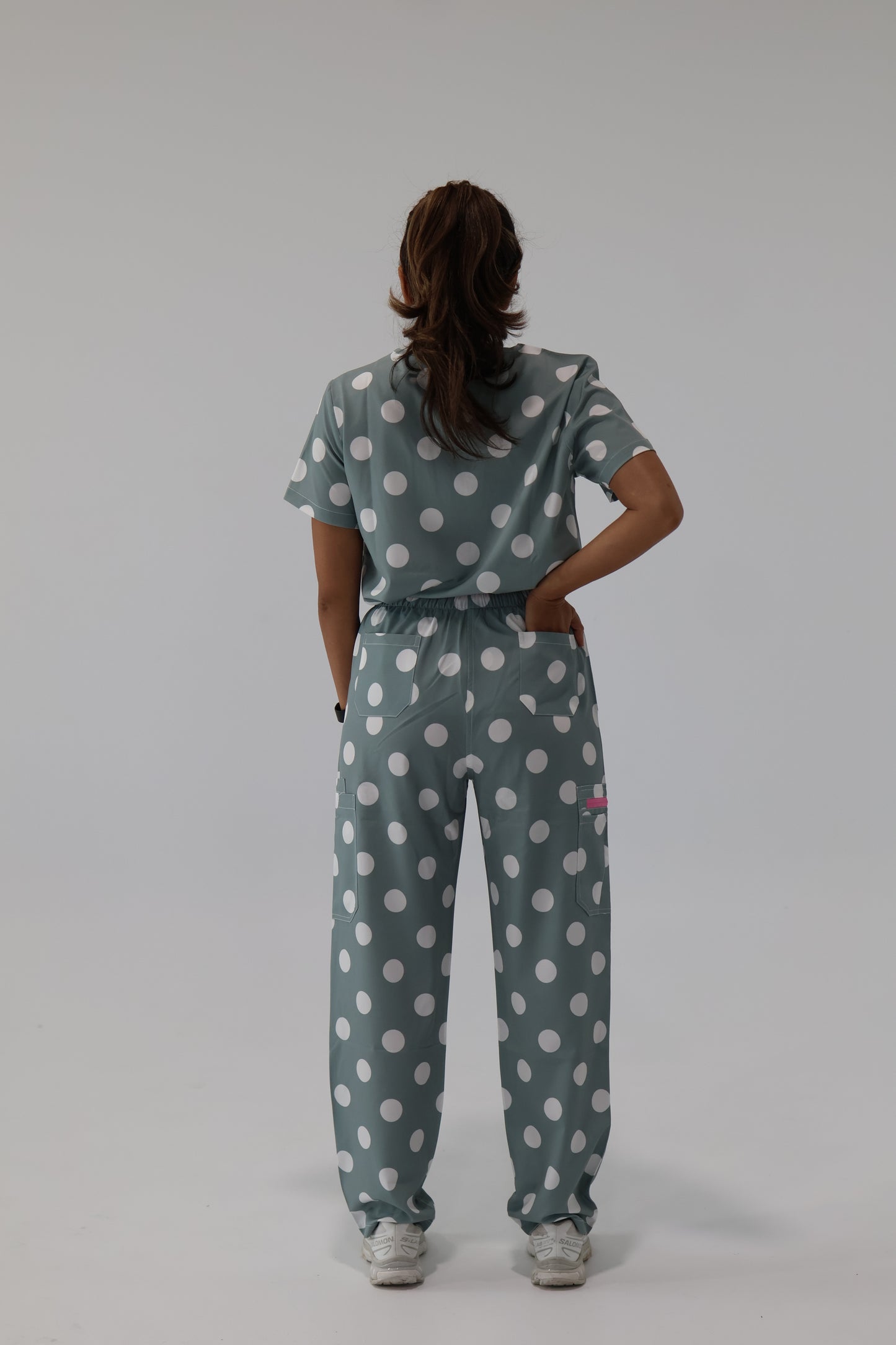 Polka Dot Sage Pants (sage zipper)