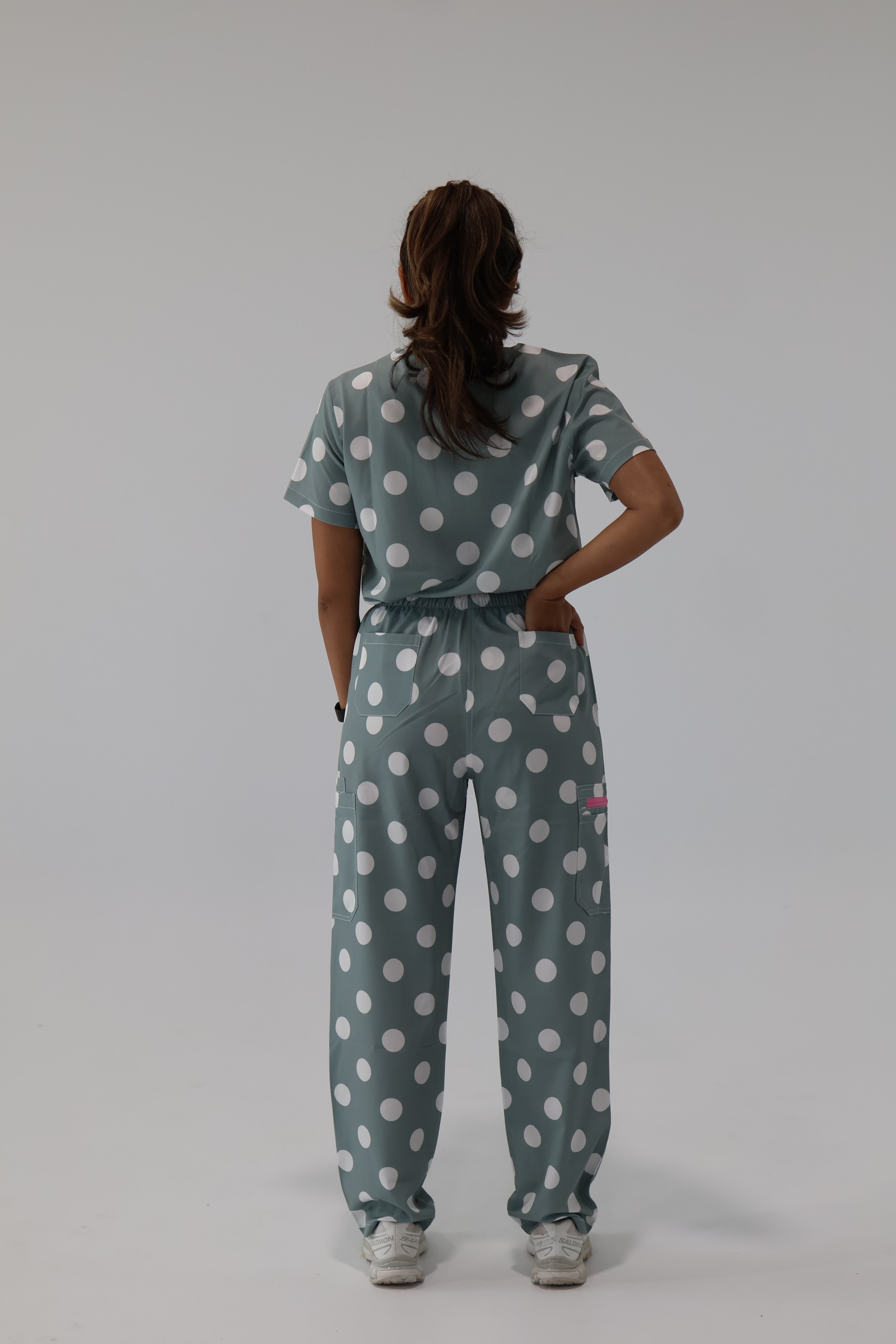 Polka Dot Sage Pants (sage zipper)