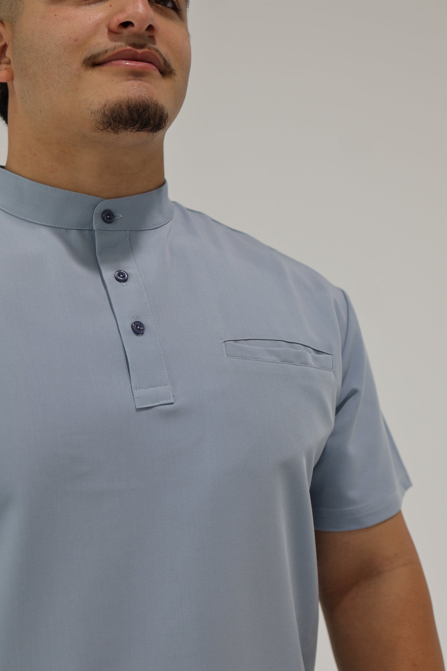 SARTO TAILORED MANDARIN TOP NAVY