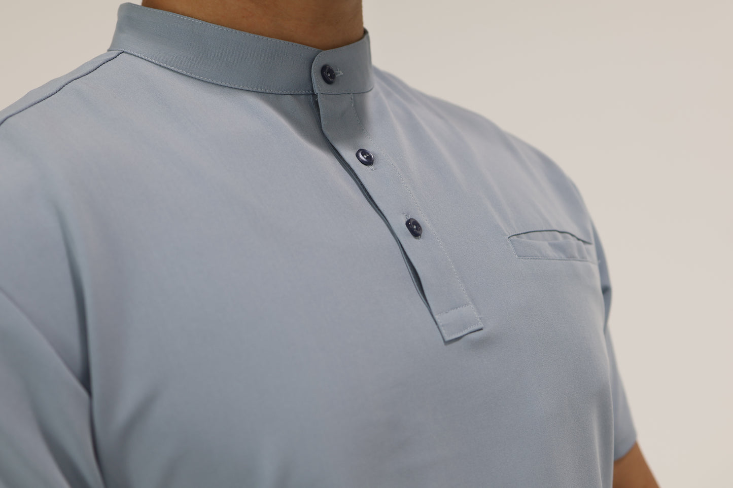 SARTO TAILORED MANDARIN TOP NAVY