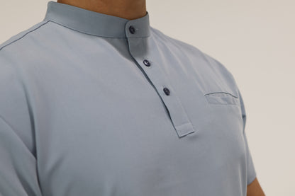 SARTO TAILORED MANDARIN TOP NAVY