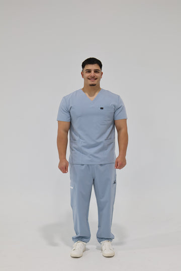 RIVO RELAXED V-NECK TOP STEEL BLUE