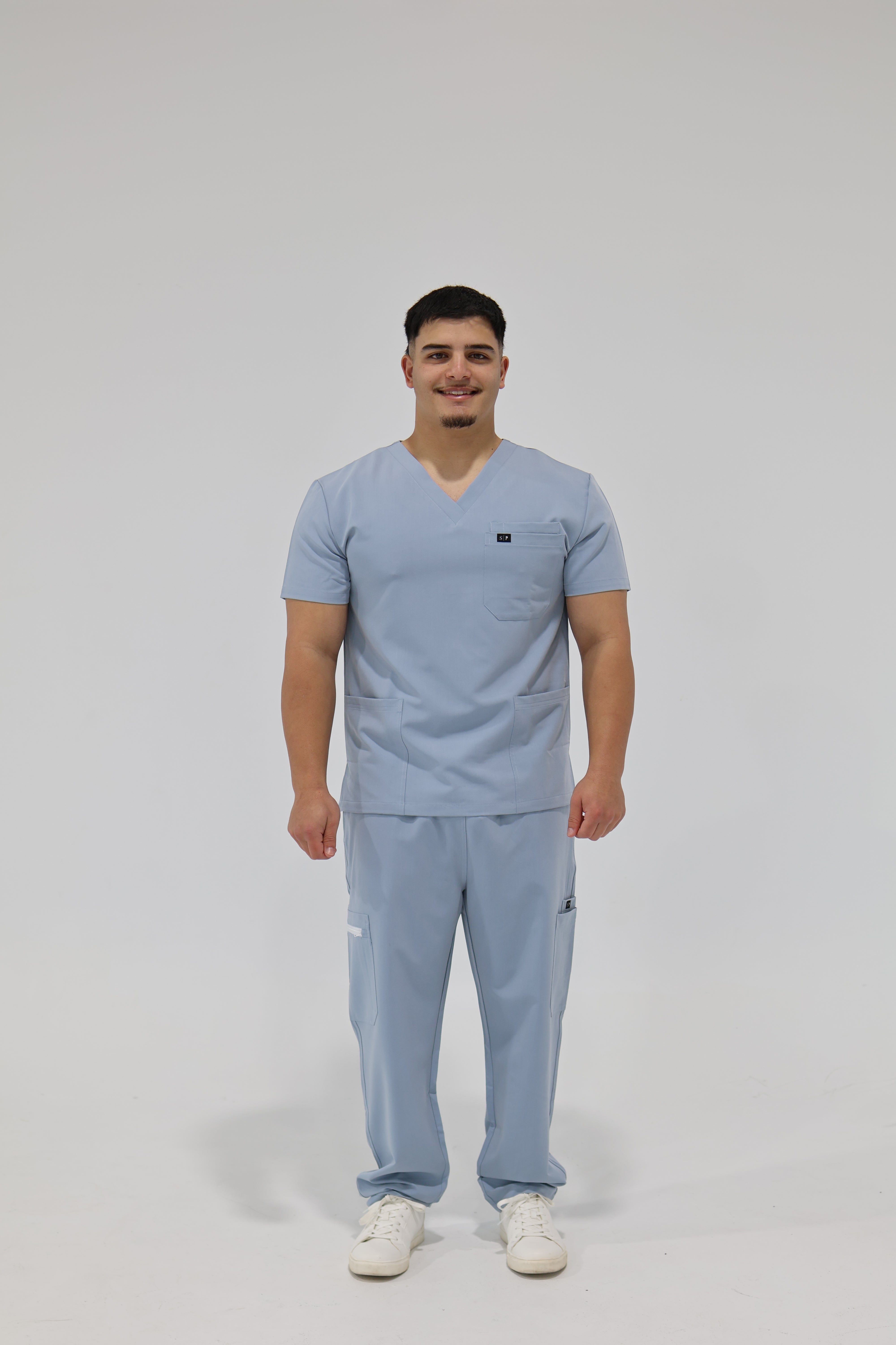 RIVO RELAXED V-NECK TOP STEEL BLUE