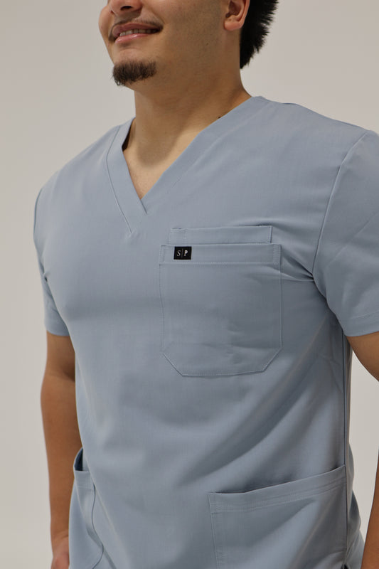 RIVO RELAXED V-NECK TOP STEEL BLUE