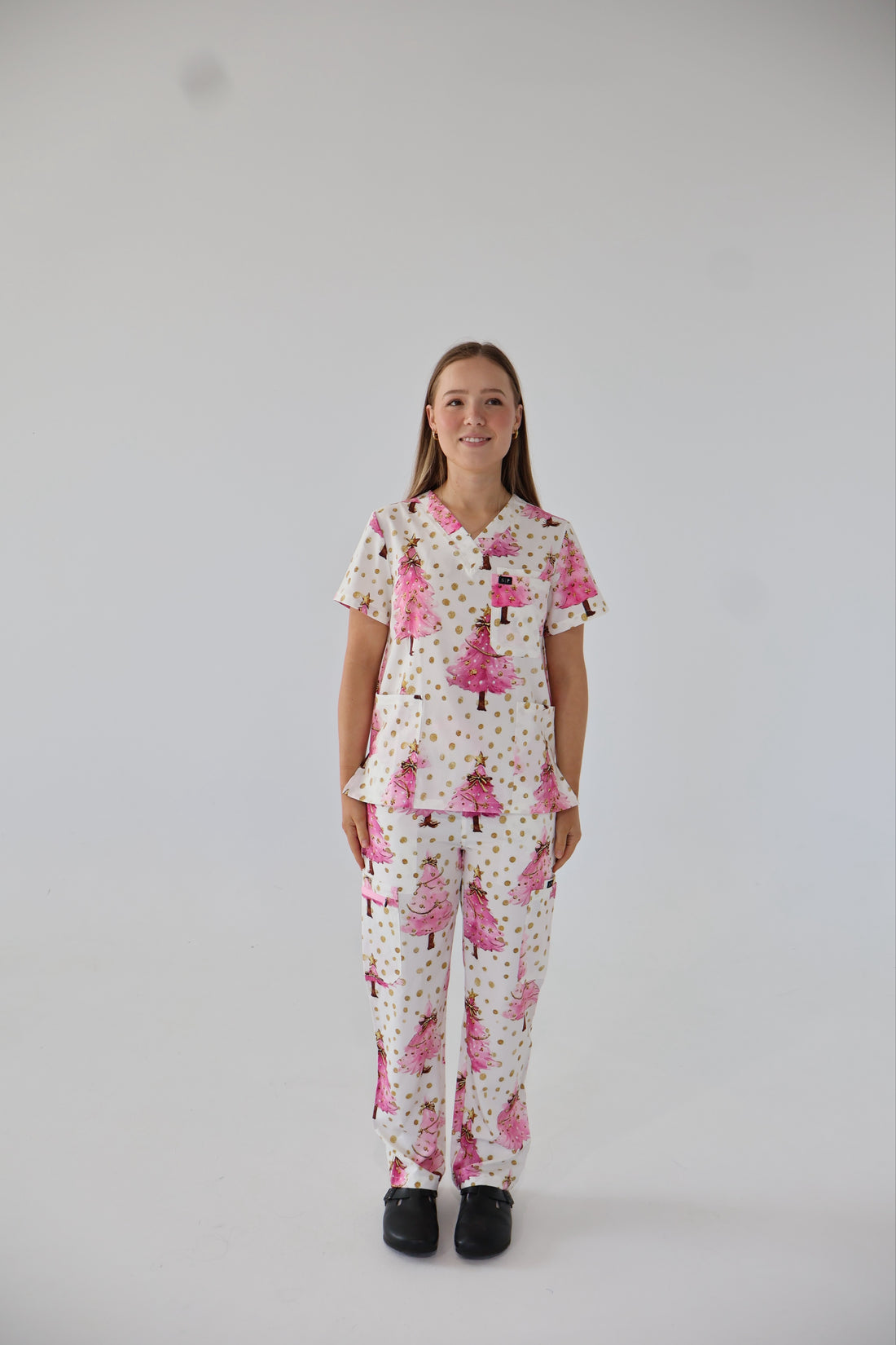 Pink Christmas Scrub Top-pre order (ETA 24th oct)