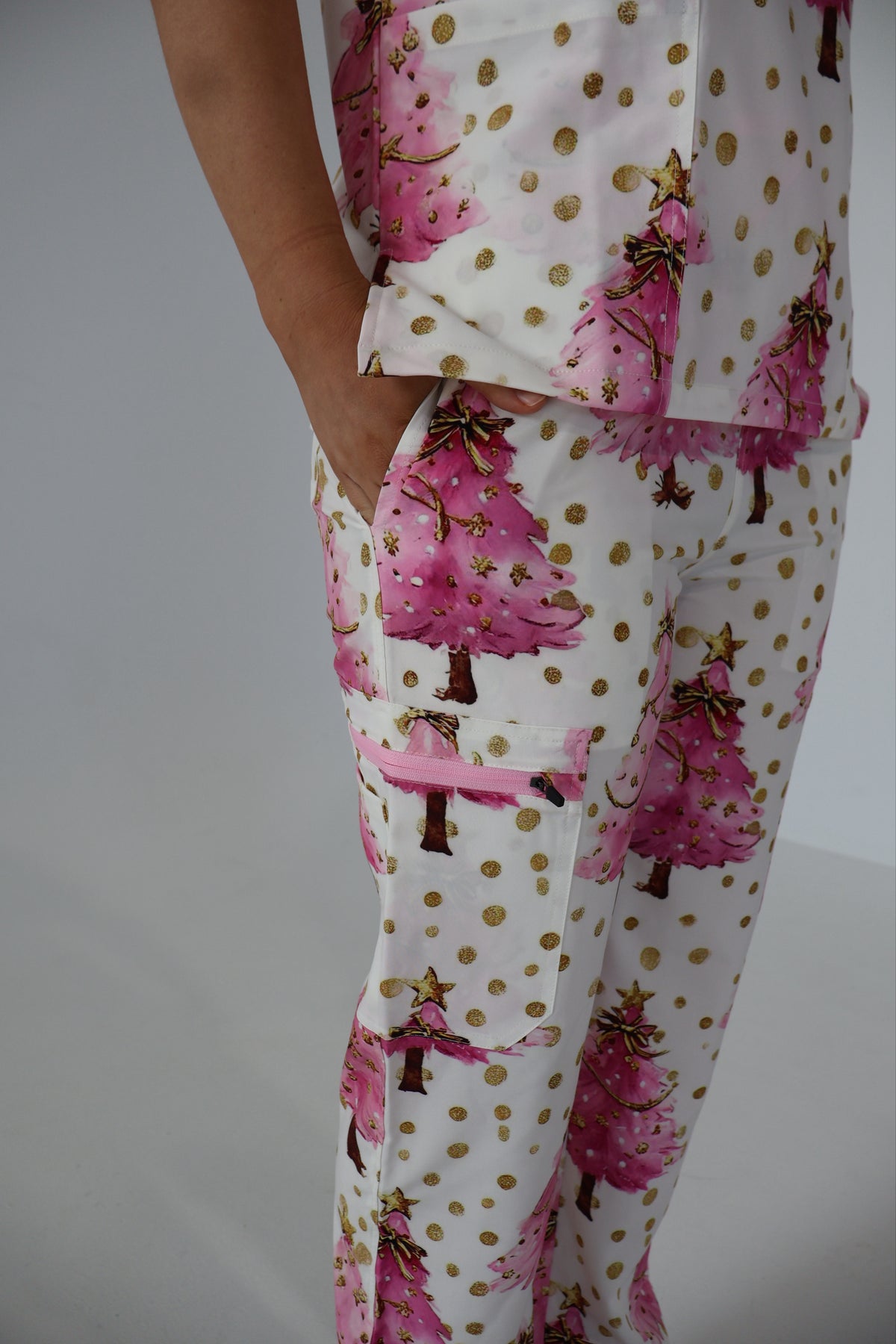 Pink Christmas Scrub Pants-pre order (ETA 24th oct)