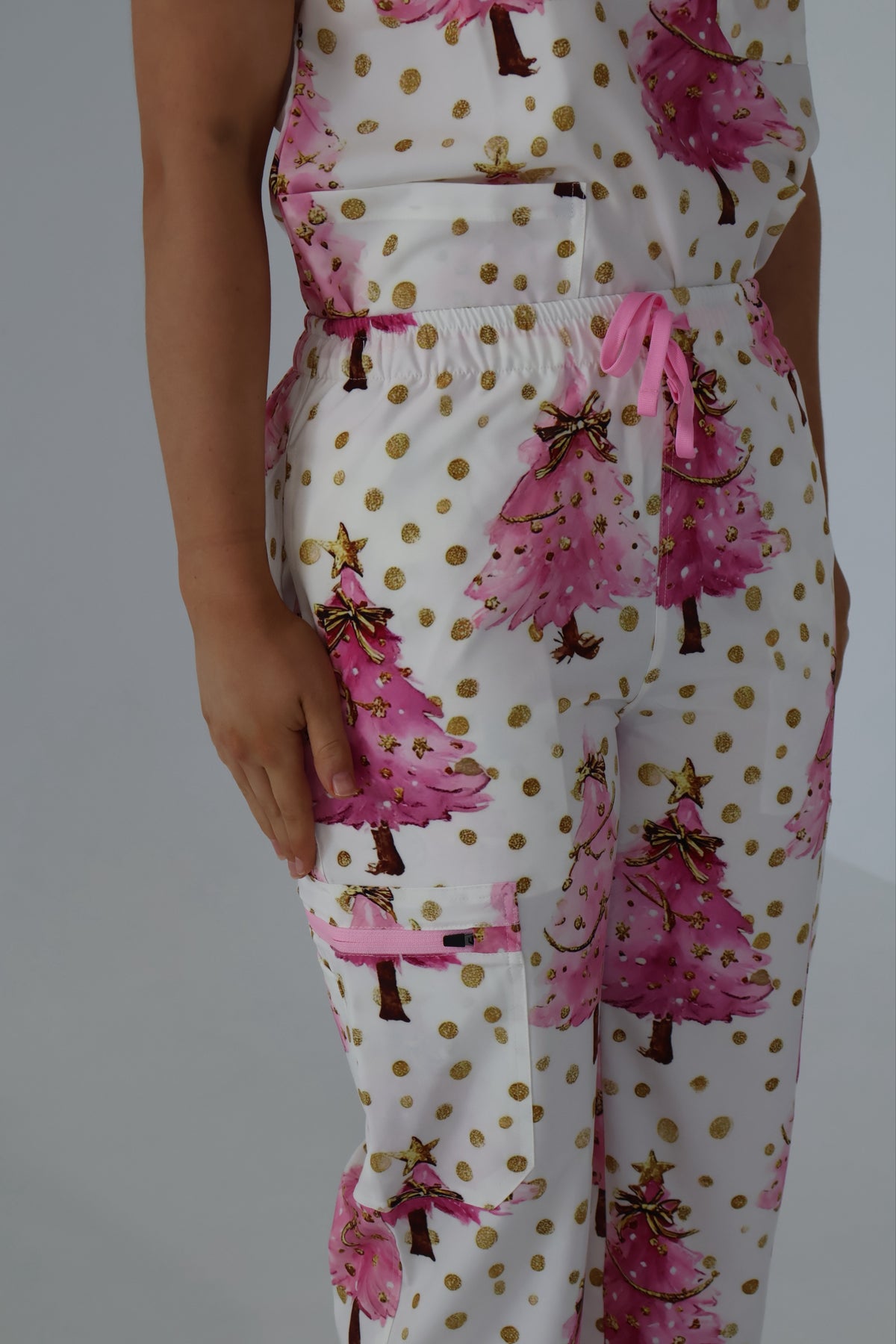Pink Christmas Scrub Pants-pre order (ETA 24th oct)