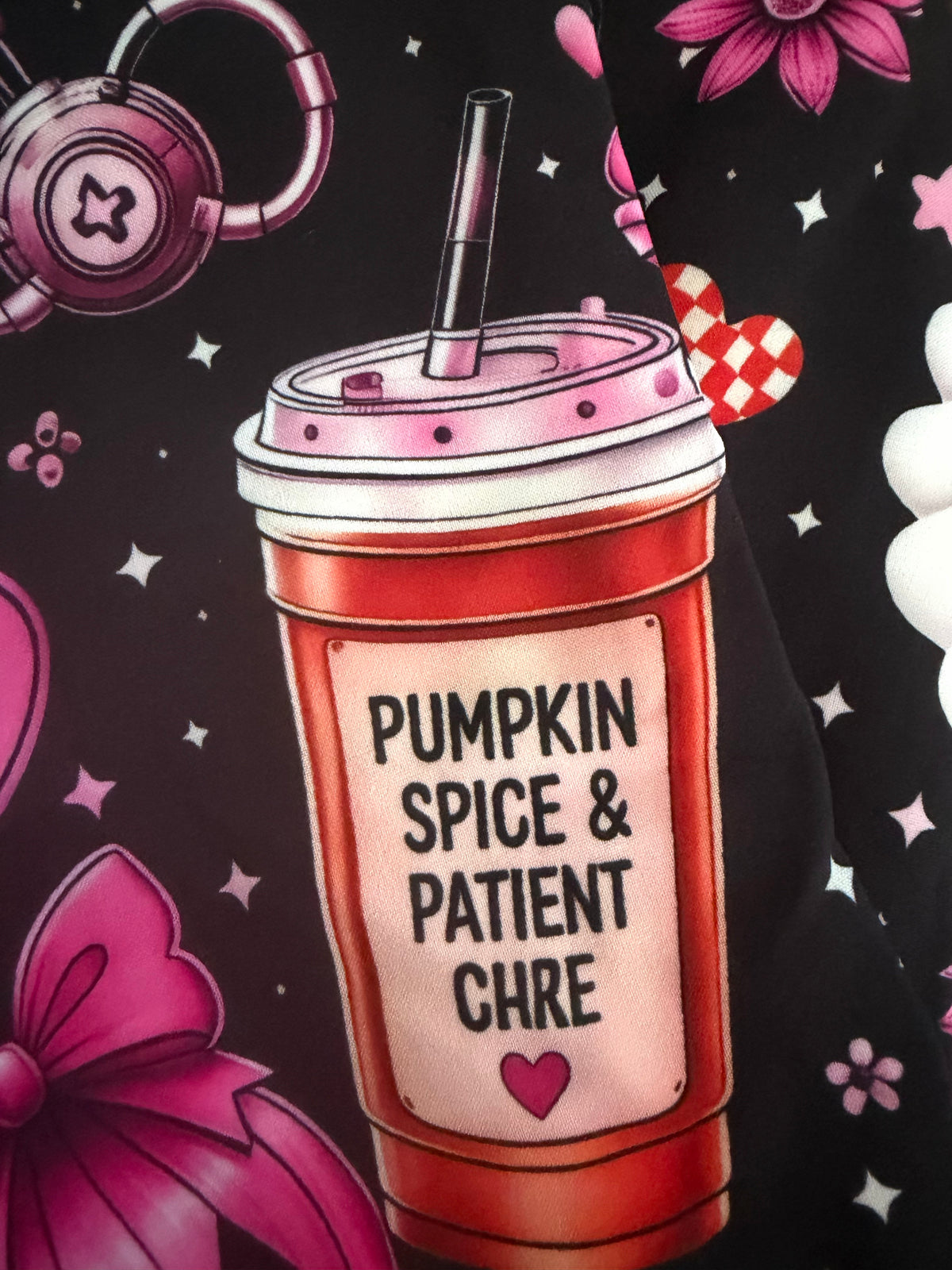 Caffeine and Chaos Scrub Top-50% off due to design error