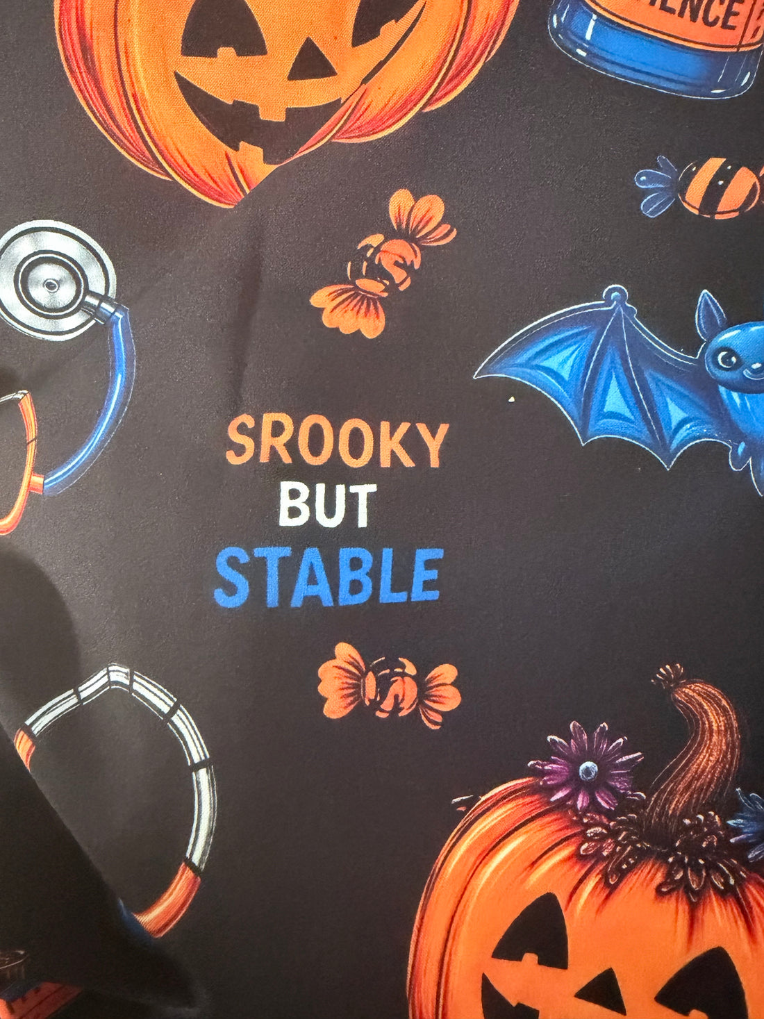 Spooky But Stable Scrub Top- 50% off due to design error