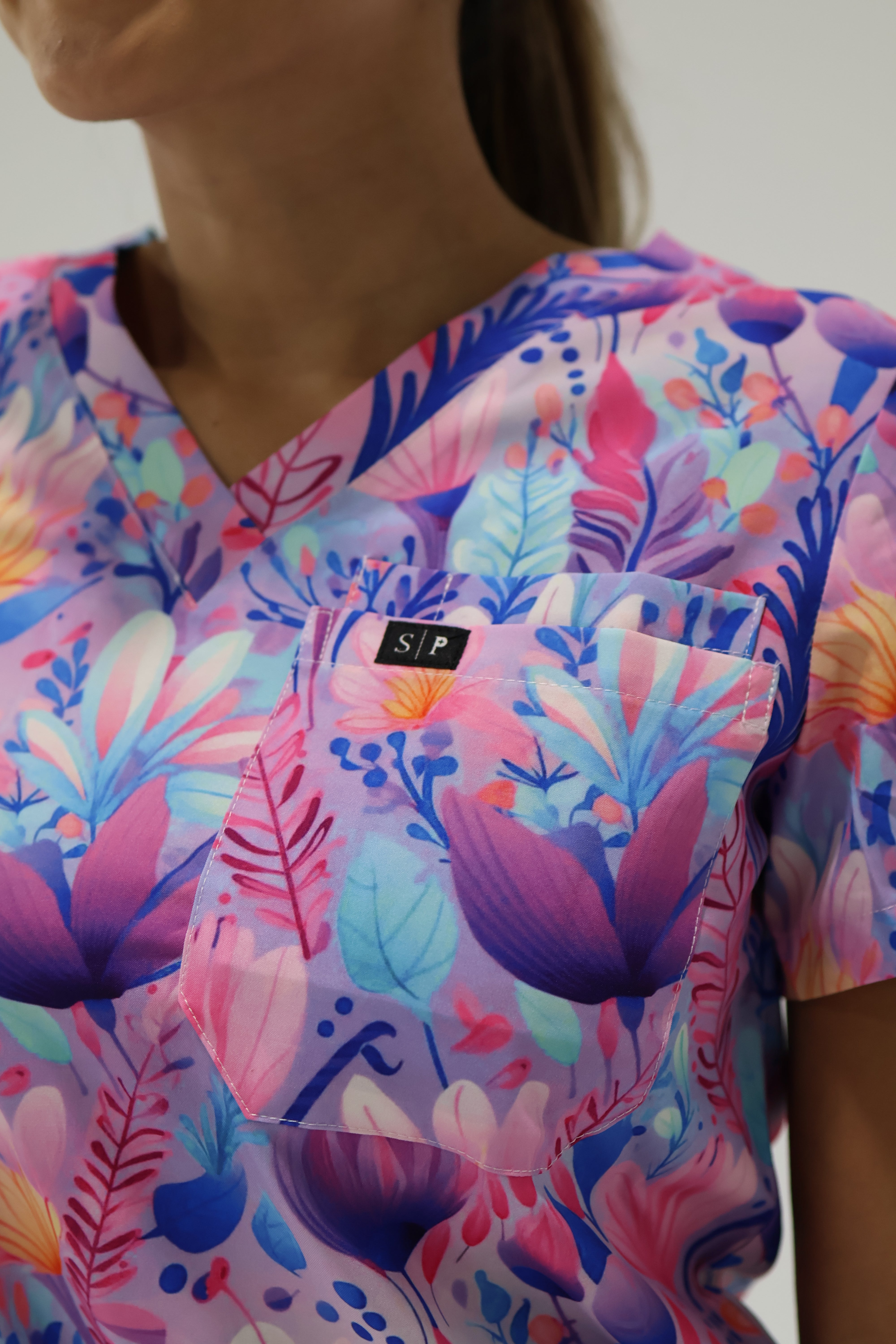 Purple Blossom Scrub Top
