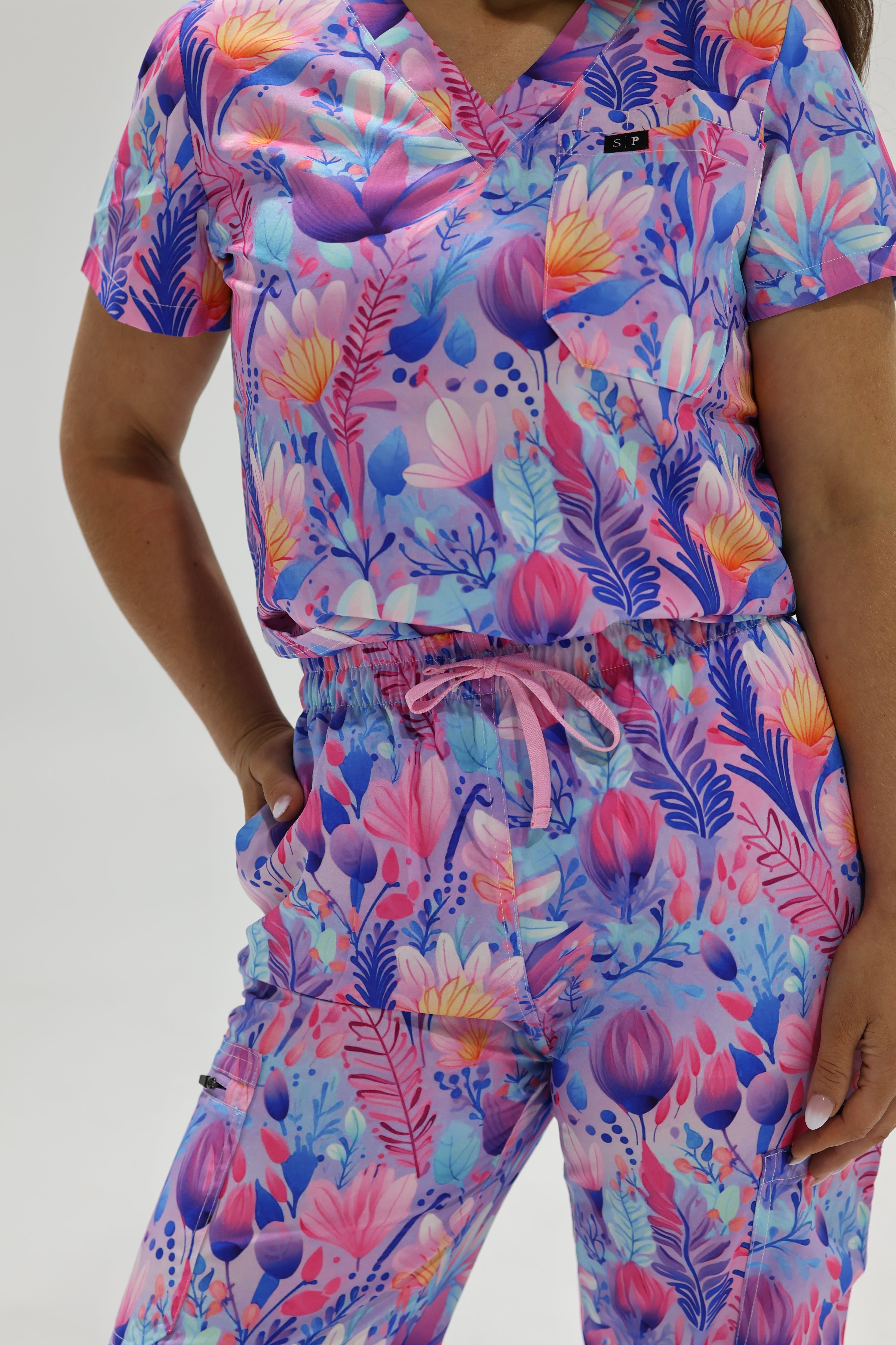 Purple Blossom Scrub Top