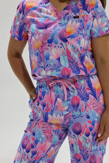 Purple Blossom Scrub Top
