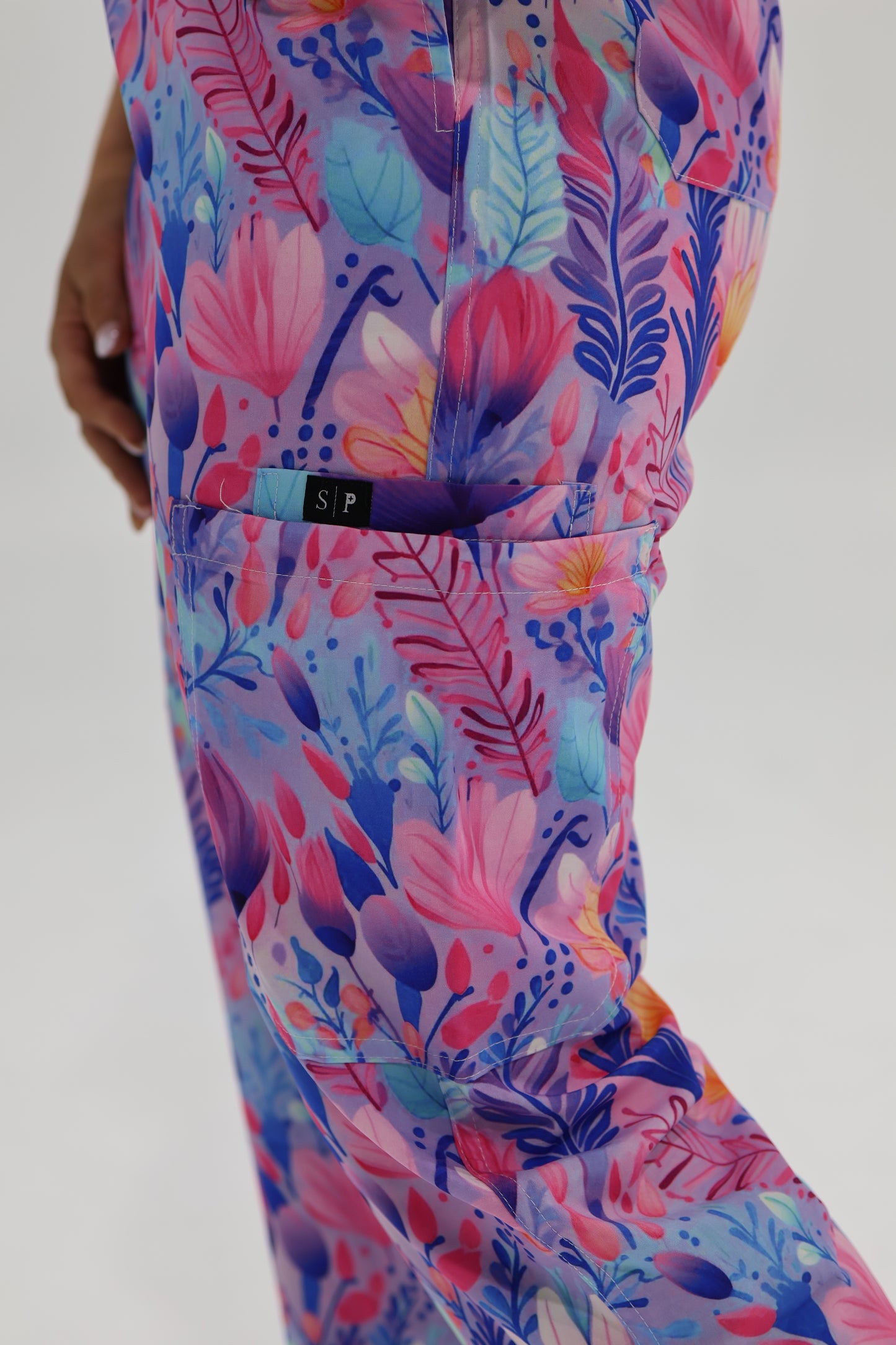 Purple Blossom Scrub  Top and Pants Set