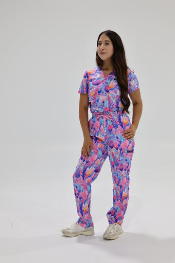 Purple Blossom Scrub Top