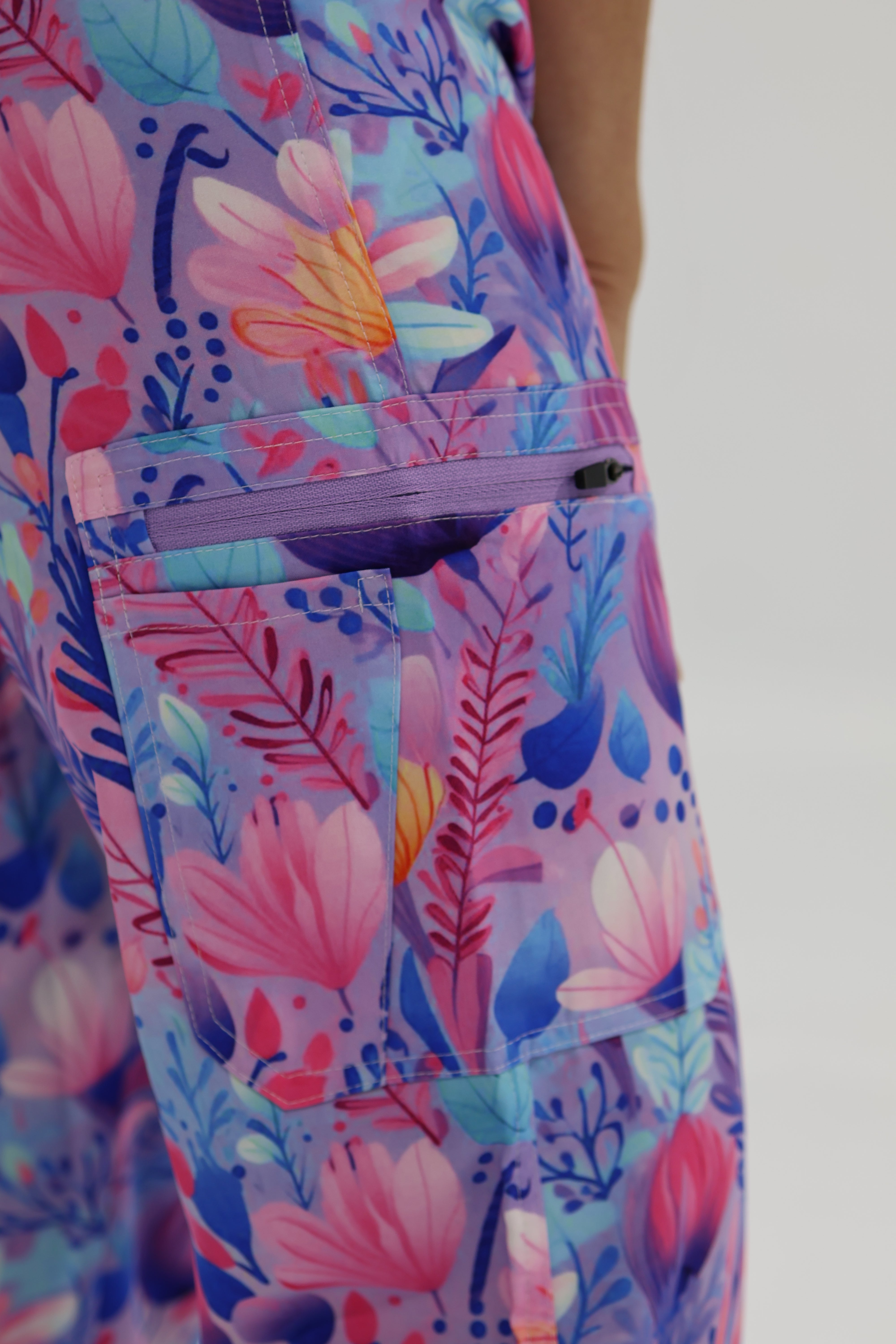 Purple Blossom Scrub Pants